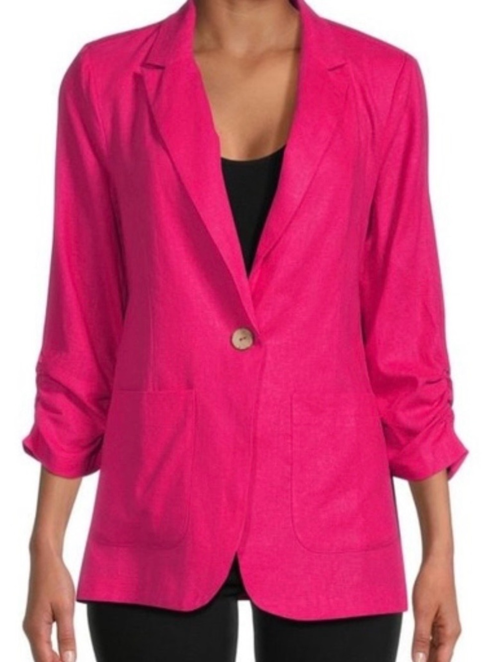 Ellen Tracy Hot Pink Single-Button Blazer